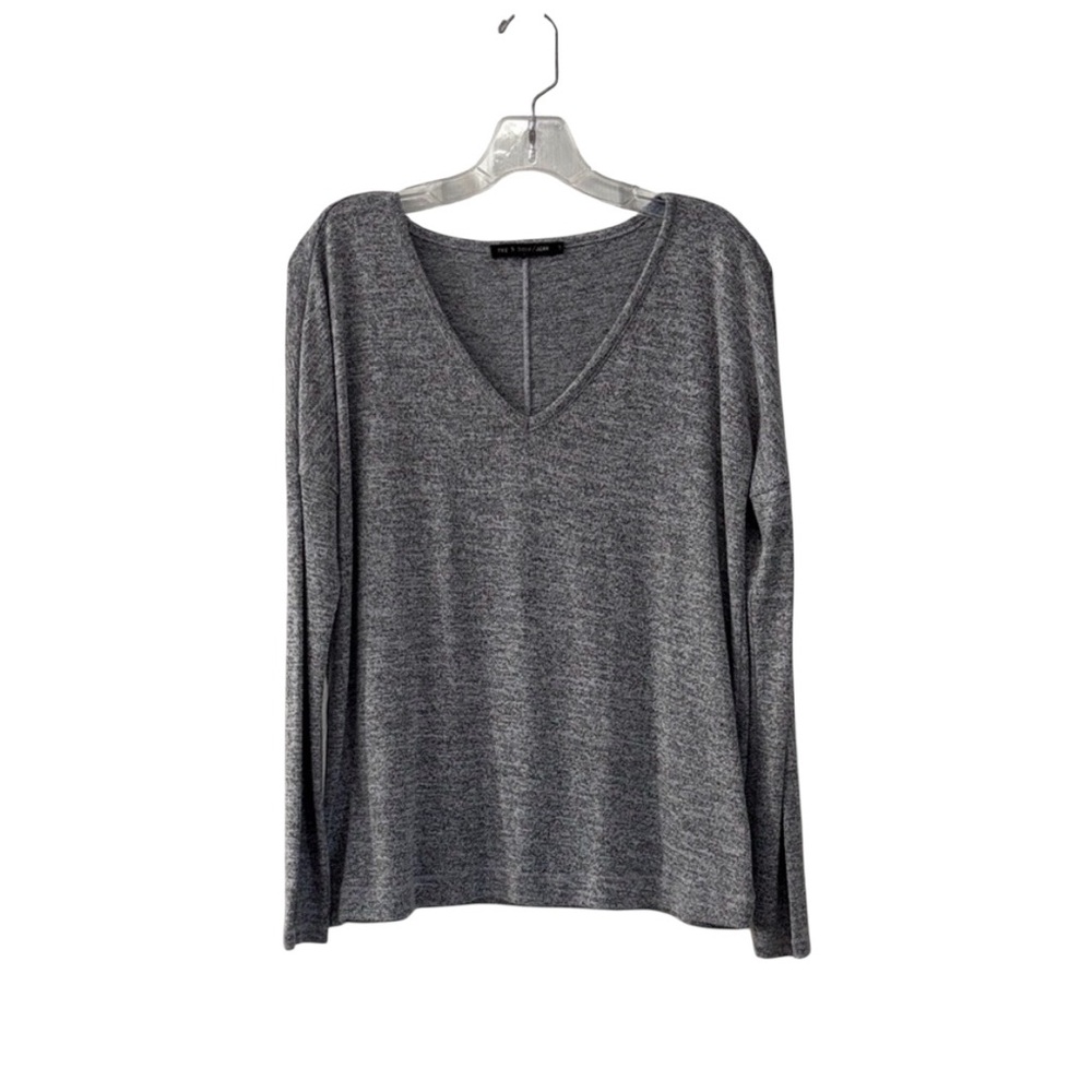 Rag & Bone Heathered Gray V-Neck Long Sleeve Sweater Top Size Small